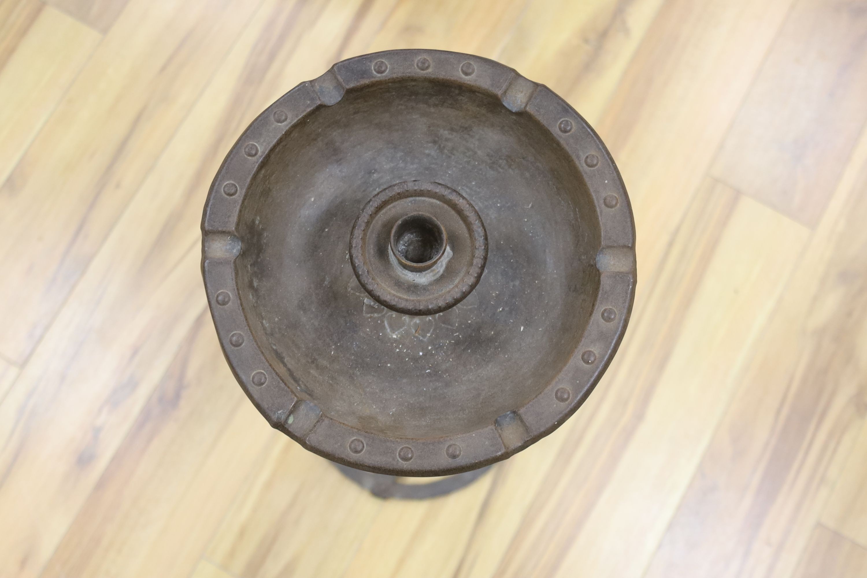 In the Manner of Edgar Brandt. A wrought iron circular smoker's companion